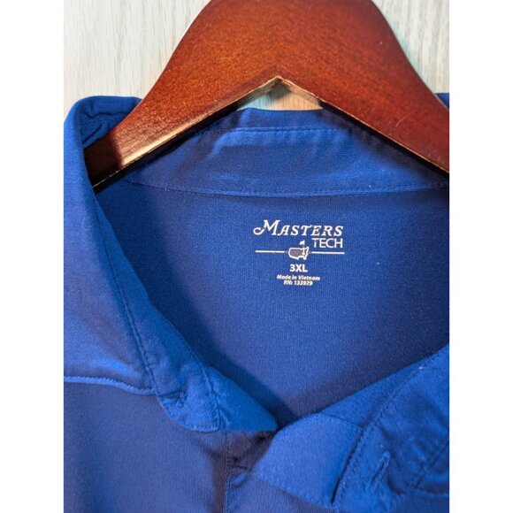 Masters Tech Short Sleeve Performance Golf Polo Shirt Mens 3XL Solid Blue Logo - Picture 3 of 6